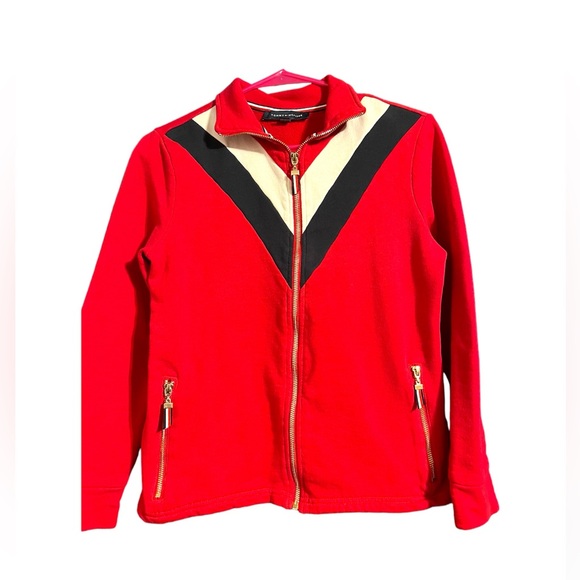 Tommy Hilfiger Red Fleece Lightweight Jacket - Picture 2 of 4